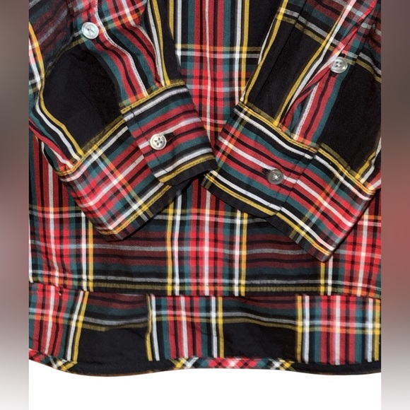 J. CREW Jeweled Button Popover Top Stewart Tartan Plaid Long Sleeve Stretch M - Picture 9 of 12